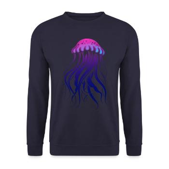 Brille avec le courant, Méduse avec des tentacules, Dire - Sweat-shirt Unisexe - marine - Devant - Alina (178cm) & Michal (187cm)