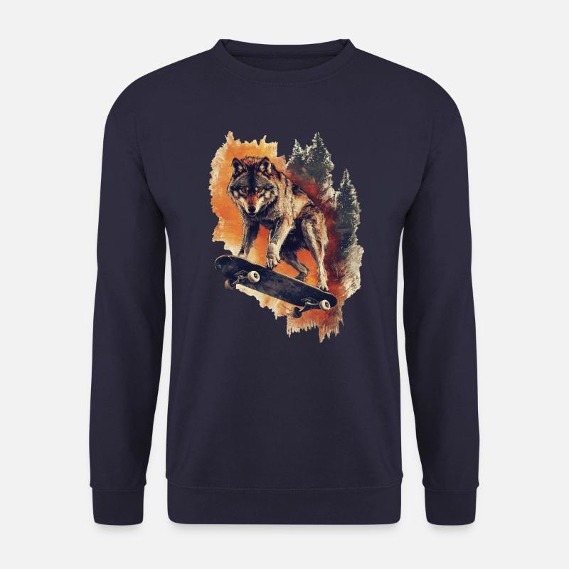 Wolf Skateboard - Unisex Pullover - Navy