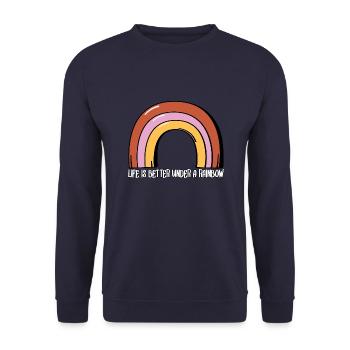 Life is better under a rainbow - Unisex Sweatshirt - navy - Front - Alina (178cm) & Michal (187cm)