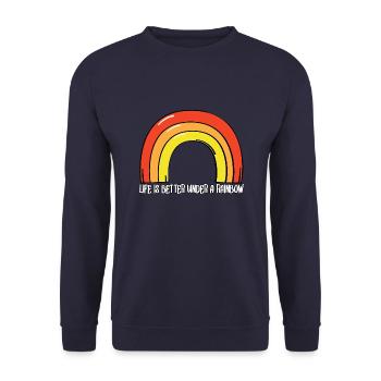 Life is better under a rainbow - Unisex Sweatshirt - navy - Front - Alina (178cm) & Michal (187cm)