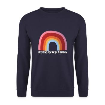 Life is better under a rainbow - Unisex Sweatshirt - navy - Front - Alina (178cm) & Michal (187cm)
