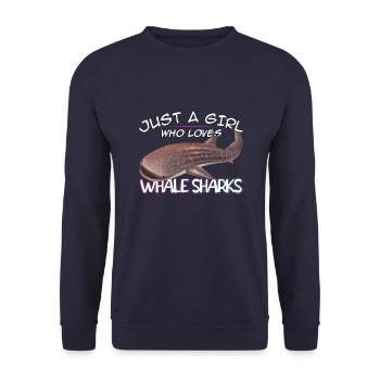 Just a Girl who loves Whale Sharks - Scuba diving - Unisex Pullover - Navy - Vorne - Alina (178cm) & Michal (187cm)
