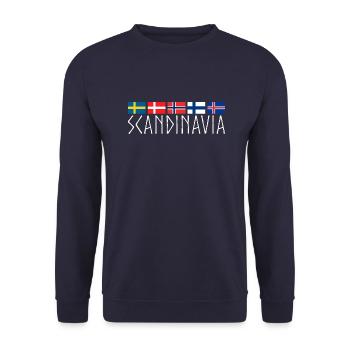 DRAPEAUX SCANDINAVIA | Idée cadeau Pays nordiques - Sweat-shirt Unisexe - marine - Devant - Alina (178cm) & Michal (187cm)