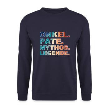 Onkel Pate Mythos Legende - Unisex Pullover - Navy - Vorne - Alina (178cm) & Michal (187cm)