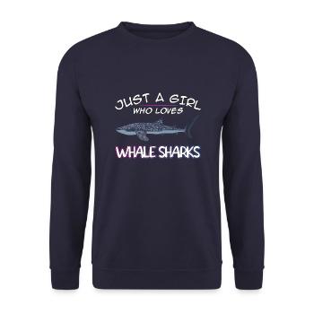 Just a Girl who loves Whale Sharks - Scuba diving - Unisex Pullover - Navy - Vorne - Alina (178cm) & Michal (187cm)