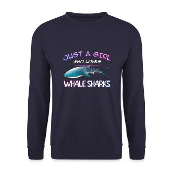 Just a Girl who loves Whale Sharks - Scuba diving - Unisex Pullover - Navy - Vorne - Alina (178cm) & Michal (187cm)