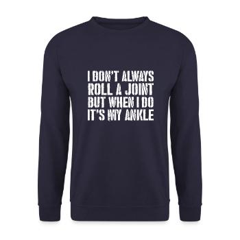 Ich drehe nicht immer einen Joint, aber wenn ich es tue - Unisex Pullover - Navy - Vorne - Alina (178cm) & Michal (187cm)