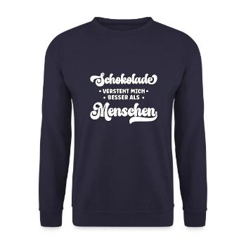 Chocolate understands me better than people - Unisex Sweatshirt - navy - Front - Alina (178cm) & Michal (187cm)