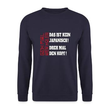 Biertrinker Geh mal Bier holen Japanisch - Unisex Pullover - Navy - Vorne - Alina (178cm) & Michal (187cm)