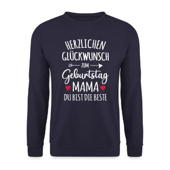 Mama Geburtstag beste Mutter Geschenk Glückwunsch - Unisex Pullover - Navy - Vorne - Alina (178cm) & Michal (187cm)