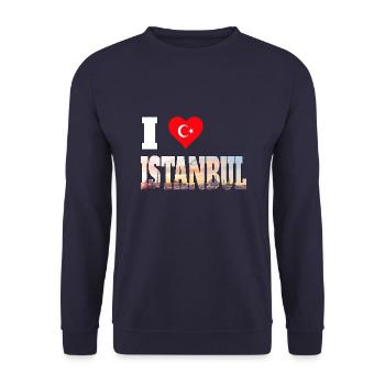I love istanbul - ich liebe Istanbul - Unisex Sweatshirt - navy - Front - Alina (178cm) & Michal (187cm)
