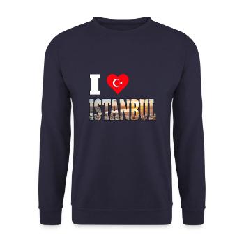 I love istanbul - ich liebe Istanbul - Unisex Sweatshirt - navy - Front - Alina (178cm) & Michal (187cm)