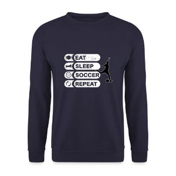 Eat Sleep Soccer Repeat - Soccer Player - Unisex Sweatshirt - navy - Front - Alina (178cm) & Michal (187cm)