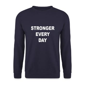 Stronger every day - Unisex Sweatshirt - navy - Front - Alina (178cm) & Michal (187cm)