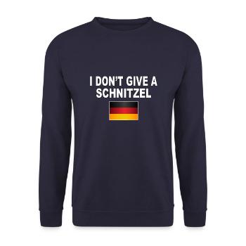 I dont give a Schnitzel - lustiges Humor Design - Unisex Pullover - Navy - Vorne - Alina (178cm) & Michal (187cm)