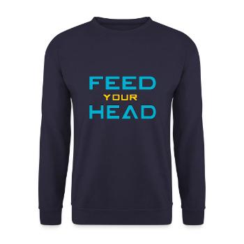 Feed your head - füttere Deinen Kopf - Unisex Sweatshirt - navy - Front - Alina (178cm) & Michal (187cm)