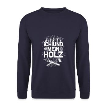 Holzfäller Waldarbeiter Holz machen Kettensäge - Unisex Pullover - Navy - Vorne - Alina (178cm) & Michal (187cm)