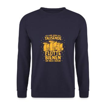 Jeden Tag tausende flotte Bienen - Imker - Unisex Pullover - Navy - Vorne - Alina (178cm) & Michal (187cm)
