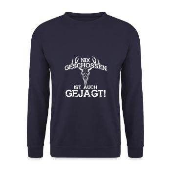 Nix geschossen ist auch gejagt - Jäger - Unisex Pullover - Navy - Vorne - Alina (178cm) & Michal (187cm)