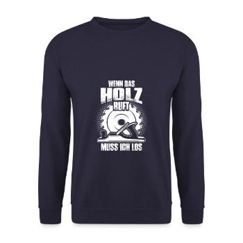 Wenn das Holz ruft muss ich los -Tischler - Unisex Pullover - Navy - Vorne - Alina (178cm) & Michal (187cm)