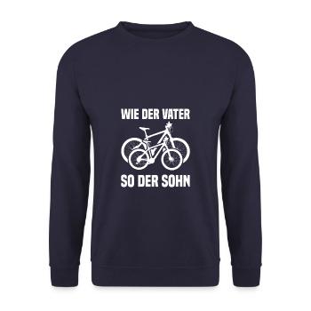 Wie der Vater so der Sohn - Mountainbike Fahrrad - Unisex Pullover - Navy - Vorne - Alina (178cm) & Michal (187cm)