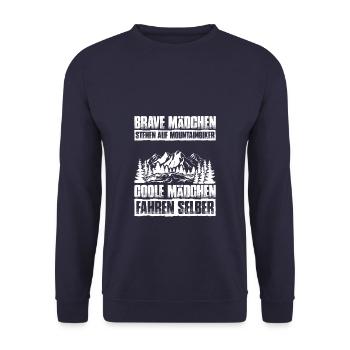 Brave Mädchen - Mountainbike MTB Fahrrad - Unisex Pullover - Navy - Vorne - Alina (178cm) & Michal (187cm)