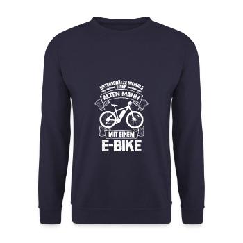 Unterschätze niemals - Mountainbike MTB Fahrrad - Unisex Pullover - Navy - Vorne - Alina (178cm) & Michal (187cm)