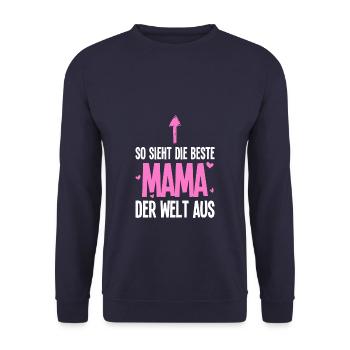 So sieht die beste Mama der Welt aus - Unisex Pullover - Navy - Vorne - Alina (178cm) & Michal (187cm)