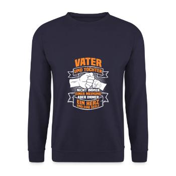 Vater und Tochter - Unisex Pullover - Navy - Vorne - Alina (178cm) & Michal (187cm)