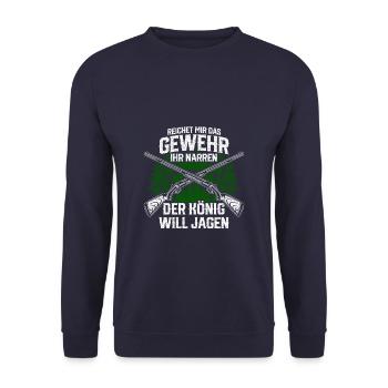 Reichet mir das Gewehr - Jäger - Unisex Pullover - Navy - Vorne - Alina (178cm) & Michal (187cm)