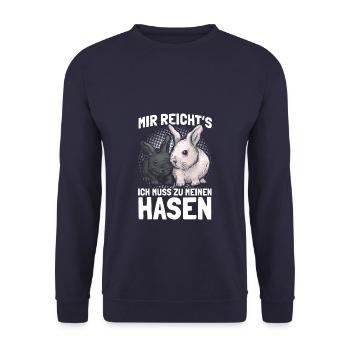 Mir reichts ich muss zu meinen Hasen - Unisex Pullover - Navy - Vorne - Alina (178cm) & Michal (187cm)