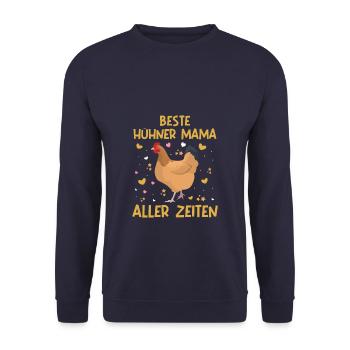 Beste Hühner Mama aller Zeiten - Unisex Pullover - Navy - Vorne - Alina (178cm) & Michal (187cm)