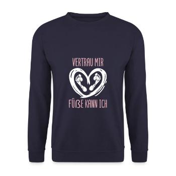 Vertrau mir Füße kann ich Podologe Podologin - Unisex Pullover - Navy - Vorne - Alina (178cm) & Michal (187cm)