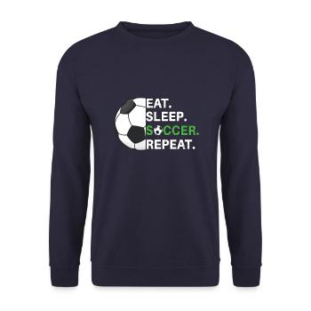 Eat Sleep Soccer Repeat - Soccer Player - Unisex Sweatshirt - navy - Front - Alina (178cm) & Michal (187cm)