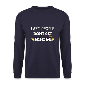 Lazy people don't get rich - Unisex Sweatshirt - navy - Front - Alina (178cm) & Michal (187cm)