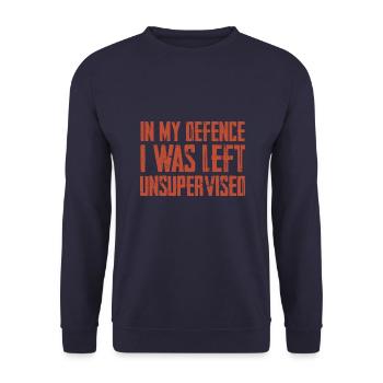 In My Defence I Was Left Unsupervised - Unisex Pullover - Navy - Vorne - Alina (178cm) & Michal (187cm)