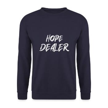 Hope Dealer - christian Jesus Design - Unisex Pullover - Navy - Vorne - Alina (178cm) & Michal (187cm)