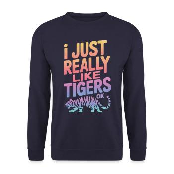 Tiger Tier Zoo Wildtier - Unisex Pullover - Navy - Vorne - Alina (178cm) & Michal (187cm)