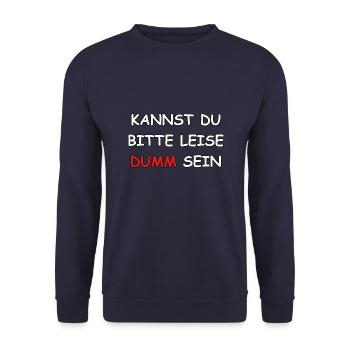 Kannst Du bitte leise Dumm sein? - Unisex Pullover - Navy - Vorne - Alina (178cm) & Michal (187cm)
