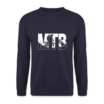 Cool Mountain Bike Art Men Women Mountainbike Ride - Unisex Sweatshirt - navy - Front - Alina (178cm) & Michal (187cm)