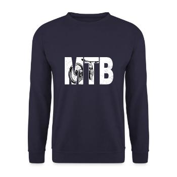 Cool Mountain Bike Art Men Women Mountainbike Ride - Unisex Sweatshirt - navy - Front - Alina (178cm) & Michal (187cm)