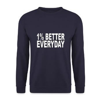 1% better every day - Unisex Pullover - Navy - Vorne - Alina (178cm) & Michal (187cm)