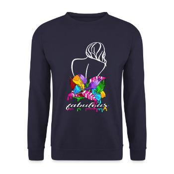 Frau mit Federn und Farbe, fabelhaft - Unisex Pullover - Navy - Vorne - Alina (178cm) & Michal (187cm)