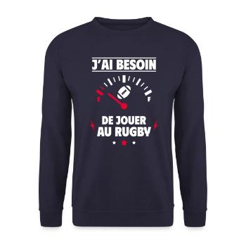 besoin de jouer au rugby,Rugby - Sweat-shirt Unisexe - marine - Devant - Alina (178cm) & Michal (187cm)