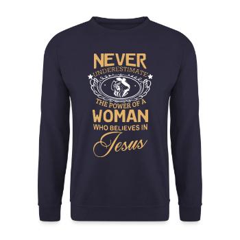 Jésus - Sweat-shirt Unisexe - marine - Devant - Alina (178cm) & Michal (187cm)