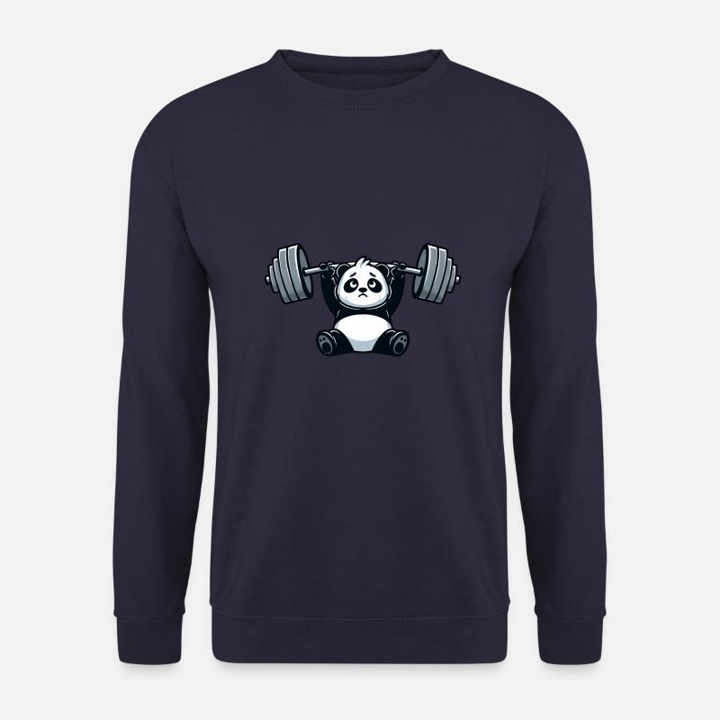 Starker Panda Gewichtheber Fitness Gym Workout - Unisex Pullover - Navy