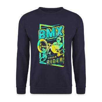 Vélo Bmx coloré - Bmx Cyclisme - Urban Rider - Sweat-shirt Unisexe - marine - Devant - Alina (178cm) & Michal (187cm)