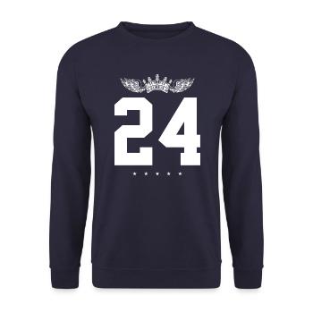 24 Zahl Krone - Unisex Pullover - Navy - Vorne - Alina (178cm) & Michal (187cm)
