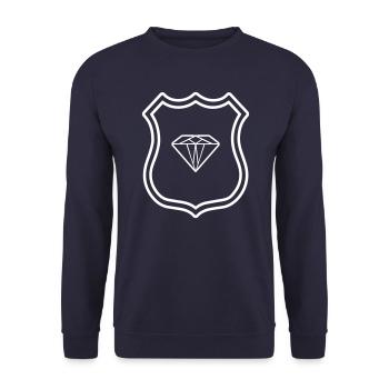 Diamant Symbol Wappen - Unisex Pullover - Navy - Vorne - Alina (178cm) & Michal (187cm)