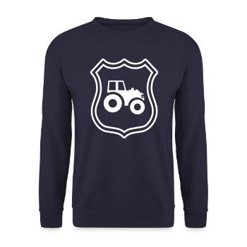 Traktor Symbol Wappen - Unisex Pullover - Navy - Vorne - Alina (178cm) & Michal (187cm)